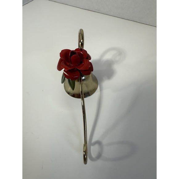 Candle Snuffer Bell 4" Red Rose Floral Flower Valentine Gold Tone - Picture 5 of 8